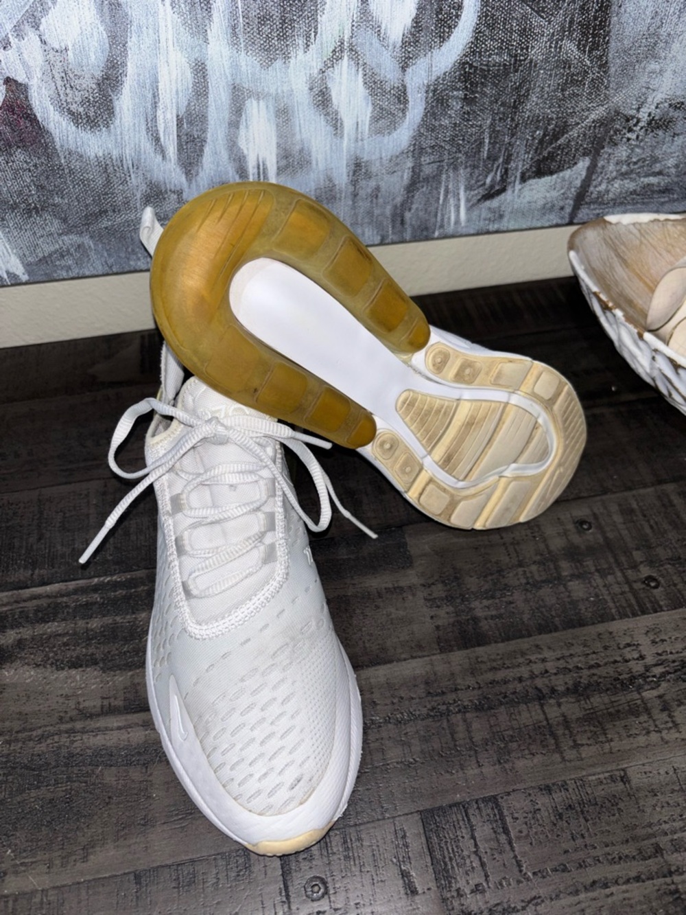 Nike Air Max 270 Triple White Metallic Silver Size 6Y - Picture 7 of 14